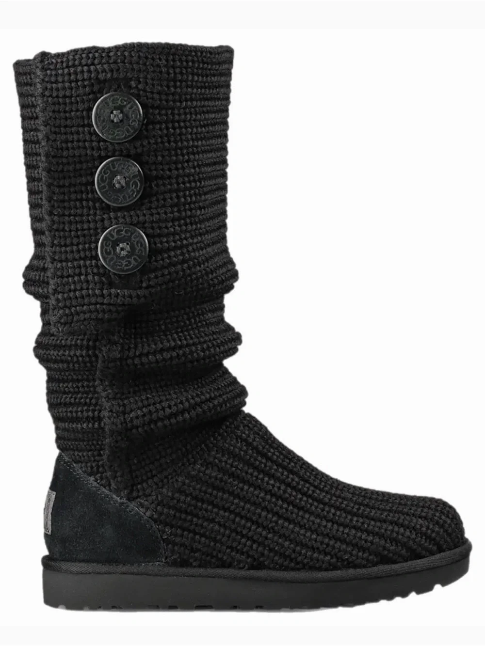 UGG Cardy II Comfort Youth Girls Size 12 Winter Boots Tall or Folded Black Knit
